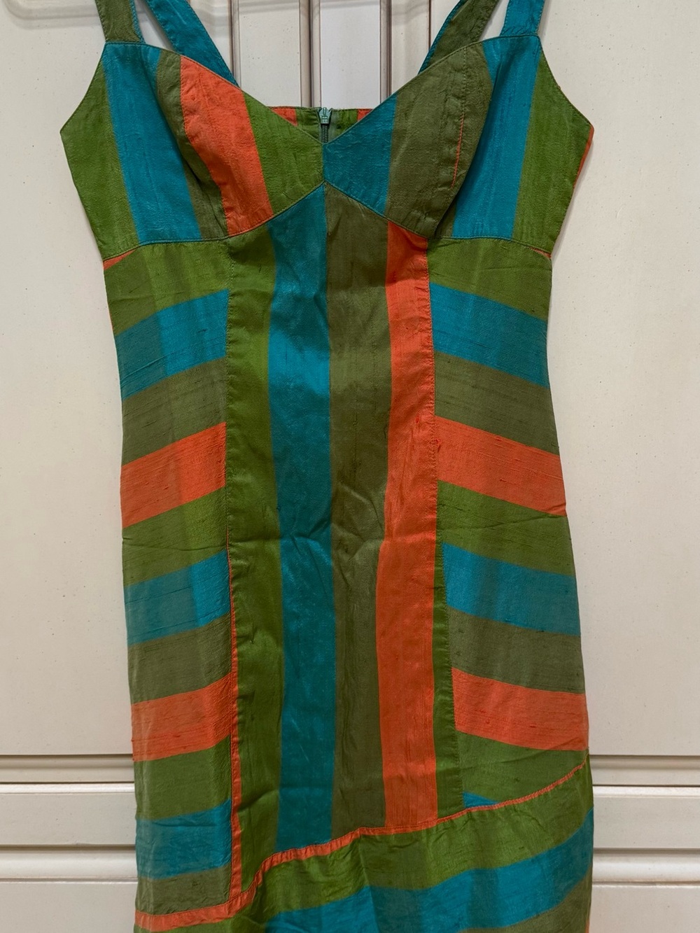 Colorblock Striped Sundress in Green, Teal & Orange